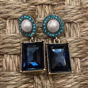 Elegant Blue and Gold Drop Earrings